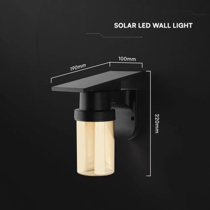 Lampă solară de perete cu LED 3,7V 2700/3200/5000K IP54 1800 mAh negru/bej fumuriu + cu telecomandă