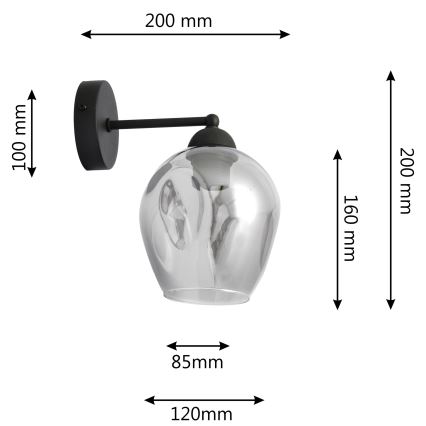 Lampă de perete LILI 1xE27/15W/230V negru/gri
