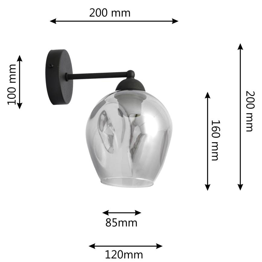 Lampă de perete LILI 1xE27/15W/230V negru/gri