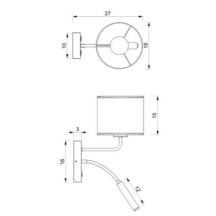 Lampă de perete LOFT SHADE 1xE27/60W+1xG9/8W/230V albă/aurie