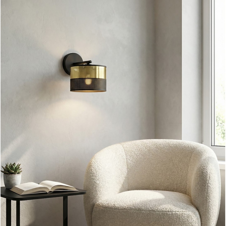 Lampă de perete LUX 1xE27/15W/230V, negru/auriu