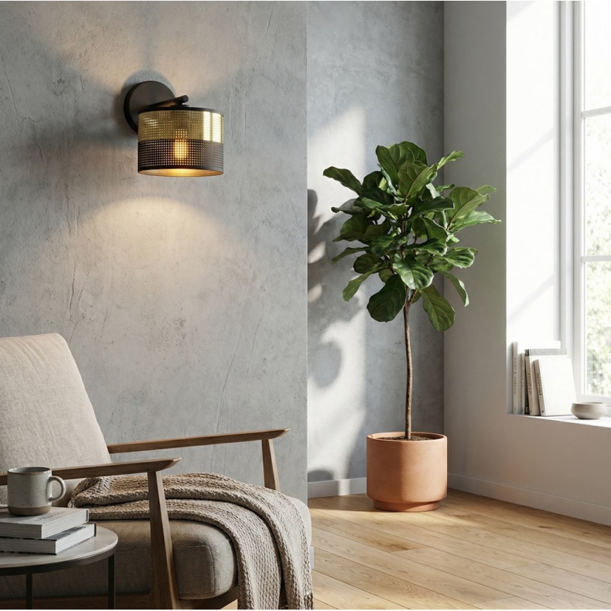 Lampă de perete LUX 1xE27/15W/230V, negru/auriu