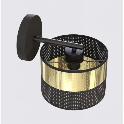 Lampă de perete LUX 1xE27/15W/230V, negru/auriu