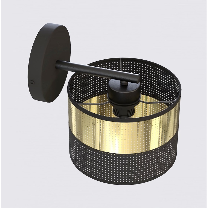 Lampă de perete LUX 1xE27/15W/230V, negru/auriu