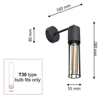 Lampă de perete MELODY 1xE27/15W/230V negru