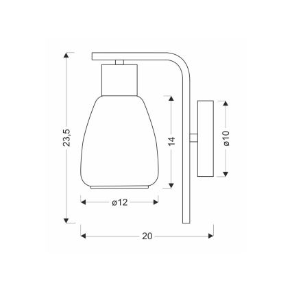Lampă de perete MOLDO 1xE27/40W/230V negru/transparent