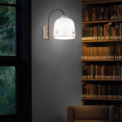 Lampă de perete NONNA 1xE27/60W/230V căprioară stejar/alb/auriu Kolarz A1352.61.Au.100