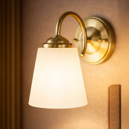 Lampă de perete PAFOS 1xE27/15W/230V, aurie