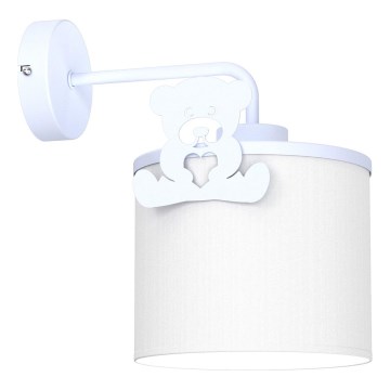 Lampă de perete pentru copii SWEET 1xE27/15W/230V alb/albastru/ursuleț
