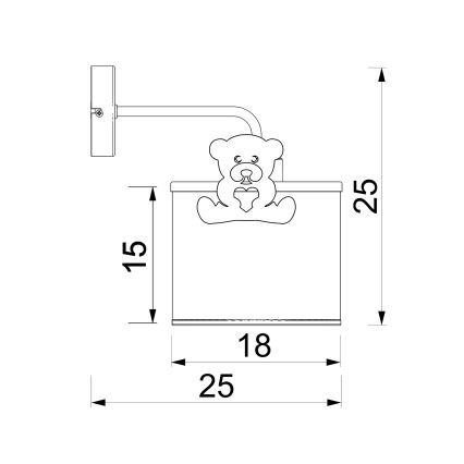 Lampă de perete pentru copii SWEET 1xE27/15W/230V alb/albastru/ursuleț