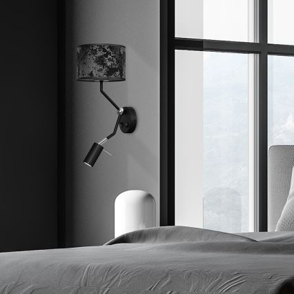 Lampă de perete SATINO 1xE27/40W/230V + 1xGU10/MR11/7W negru/gri