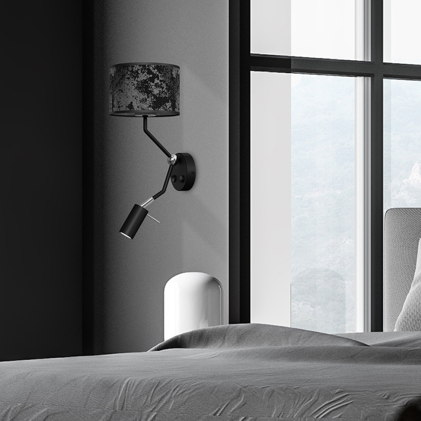 Lampă de perete SATINO 1xE27/40W/230V + 1xGU10/MR11/7W negru/gri