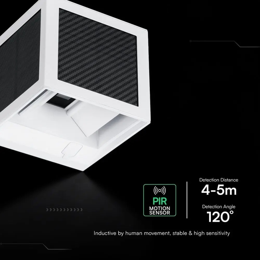Lampă solară de perete cu senzor LED/9W/3,7V 3000/4000/6000K IP65 2600 mAh albă