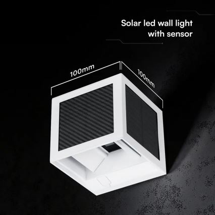 Lampă solară de perete cu senzor LED/9W/3,7V 3000/4000/6000K IP65 2600 mAh albă