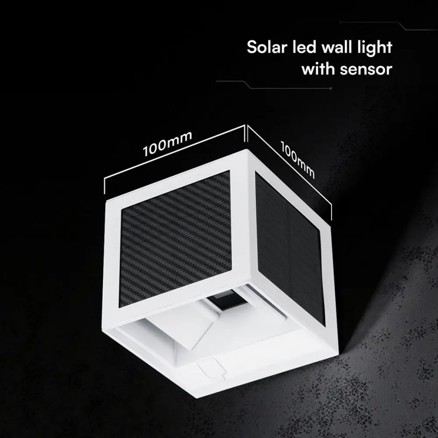 Lampă solară de perete cu senzor LED/9W/3,7V 3000/4000/6000K IP65 2600 mAh albă