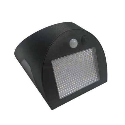 Aplica LED solară de perete cu senzor, 3 W, 3,7 V, 3000/4000 K, 1200 mAh, IP54, negru