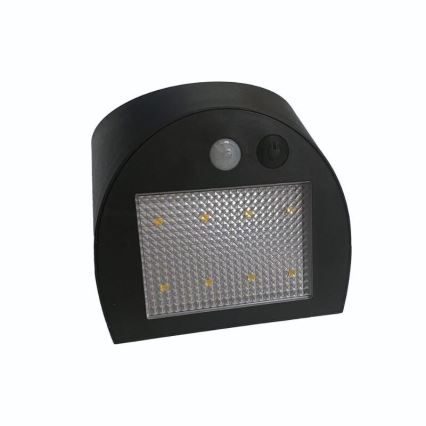 Aplica LED solară de perete cu senzor, 3 W, 3,7 V, 3000/4000 K, 1200 mAh, IP54, negru