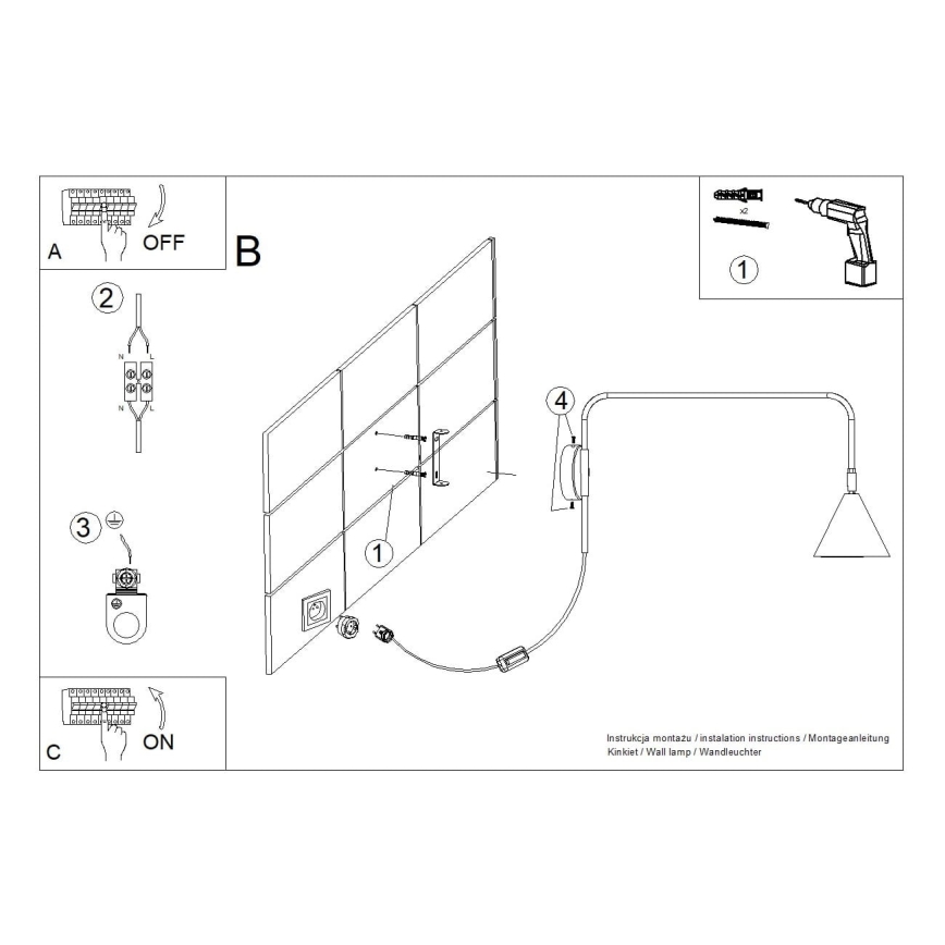 Lampă de perete NOX 1xE14/10W/230V auriu