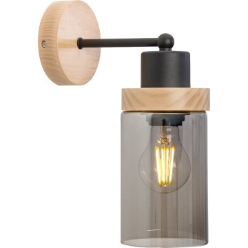 Lampă de perete WOODNEST 1xE27/15W/230V lemn de pin/negru fumuriu