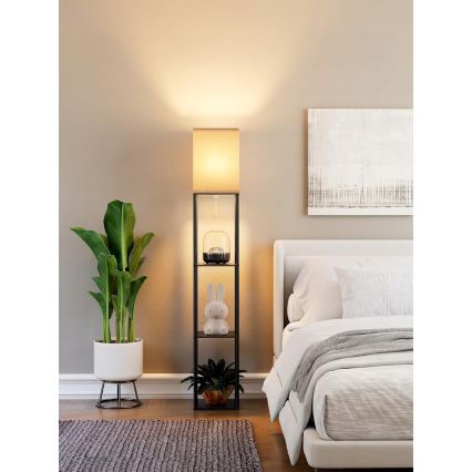 Lampă de podea cu polițe 1xE27/40W/230V 160 cm neagră/albă