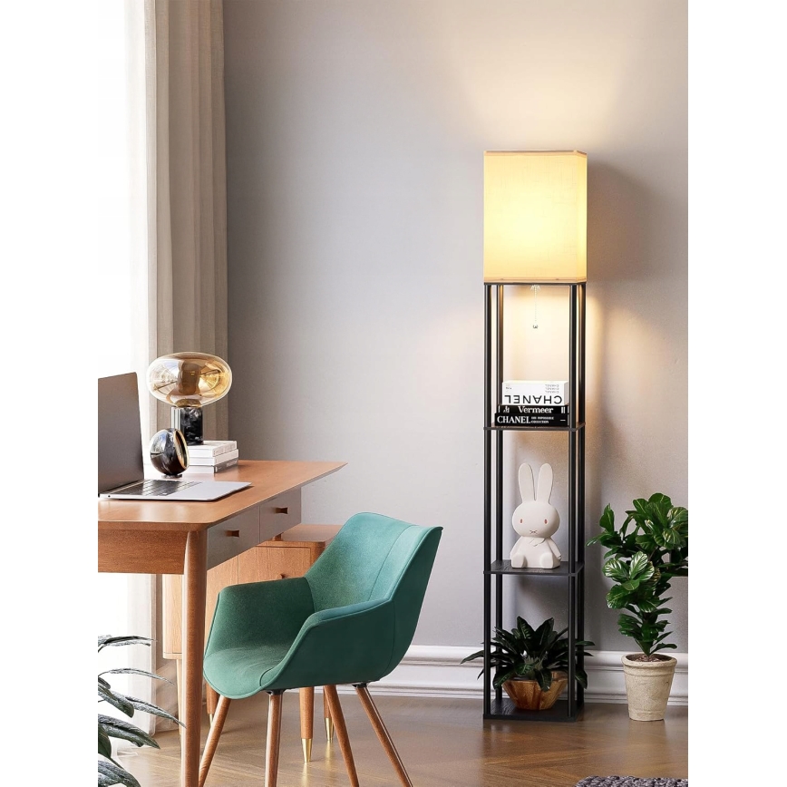 Lampă de podea cu polițe 1xE27/40W/230V 160 cm neagră/albă