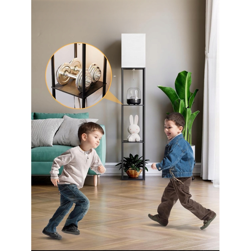 Lampă de podea cu polițe 1xE27/40W/230V 160 cm neagră/albă