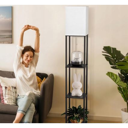 Lampă de podea cu polițe 1xE27/40W/230V 160 cm neagră/albă
