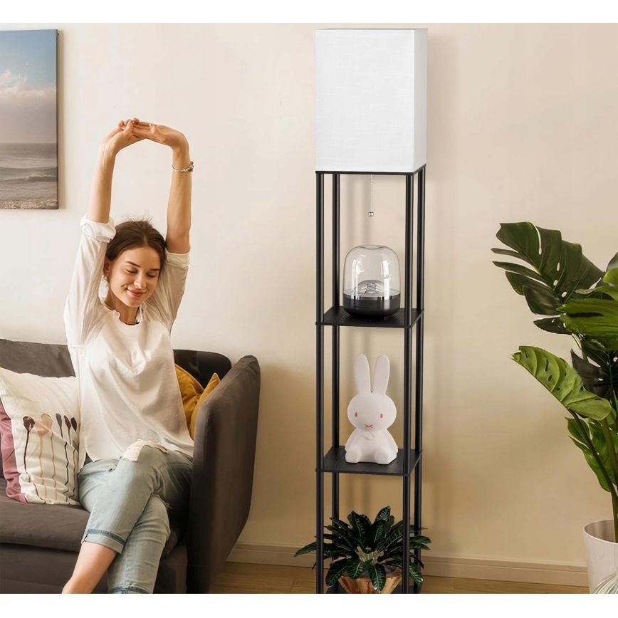 Lampă de podea cu polițe 1xE27/40W/230V 160 cm neagră/albă