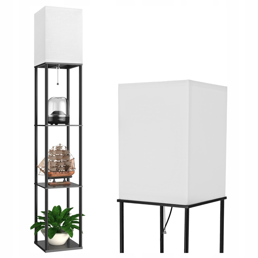 Lampă de podea cu polițe 1xE27/40W/230V 160 cm neagră/albă