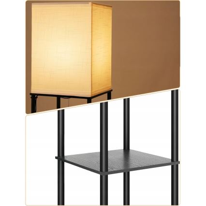 Lampă de podea cu polițe 1xE27/40W/230V 160 cm neagră/albă