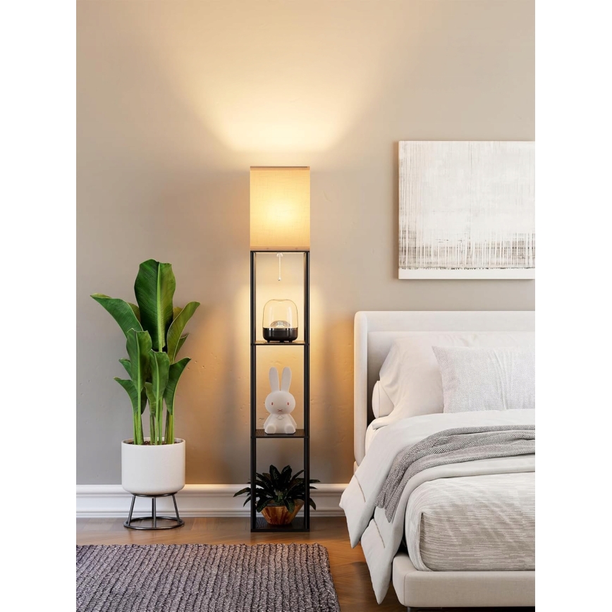 Lampă de podea cu polițe 1xE27/40W/230V negru/alb