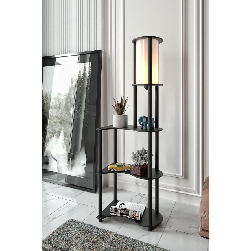 Lampă de podea cu polițe NOTO, 1xE27/40W/230V, neagră