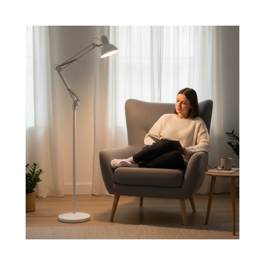 Lampă de podea flexibilă AURIQ, 1x E27/60W/230V, 184 cm, albă