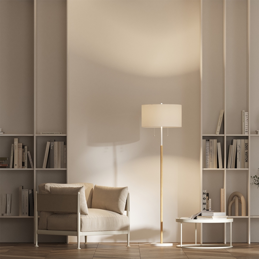 Lampă de podea FOGO, 2x E27/15W/230V, alb/bej