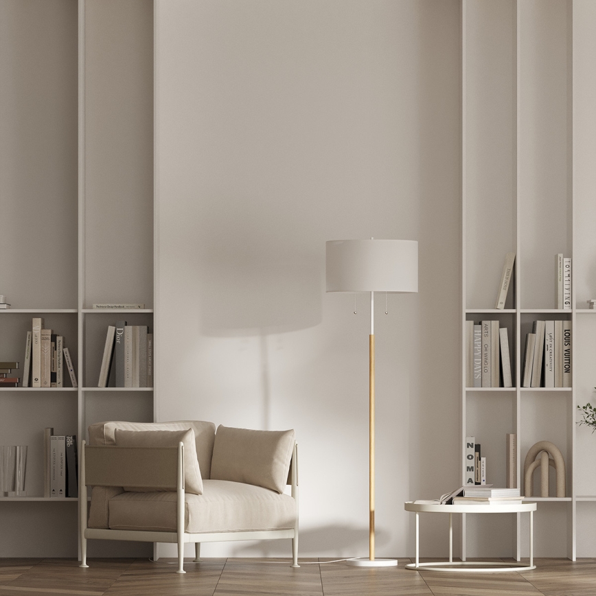 Lampă de podea FOGO, 2x E27/15W/230V, alb/bej