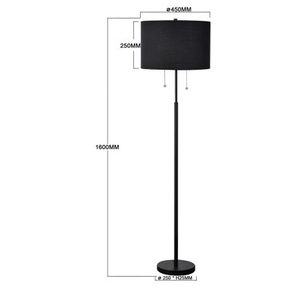 Lampă de podea FOGO 2xE27/15W/230V negru