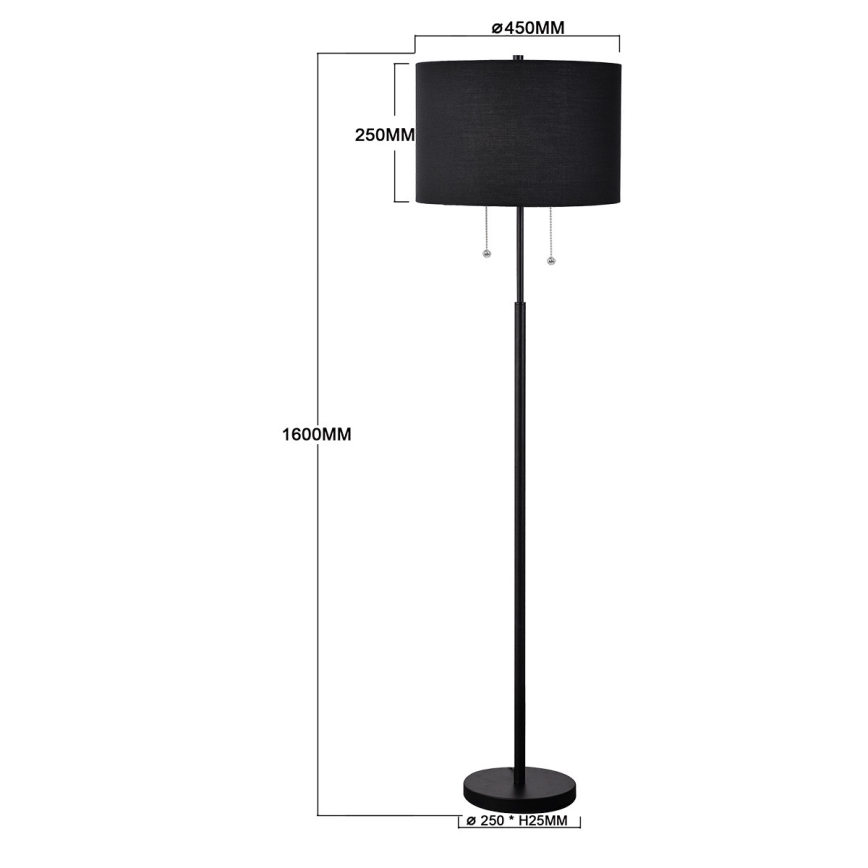 Lampă de podea FOGO 2xE27/15W/230V negru