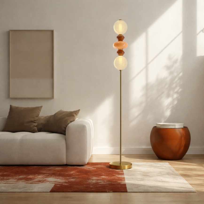 Lampă de podea LED FLORES LED/15W/230V auriu/portocaliu/maro