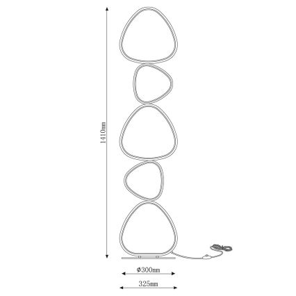 Lampă de podea LED PETRA, 48 W, 230 V, neagră