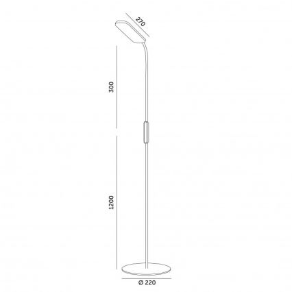 Lampă de podea LED reglabilă TEILO LED/10W/230V 3000/4000/6500K albă + telecomandă