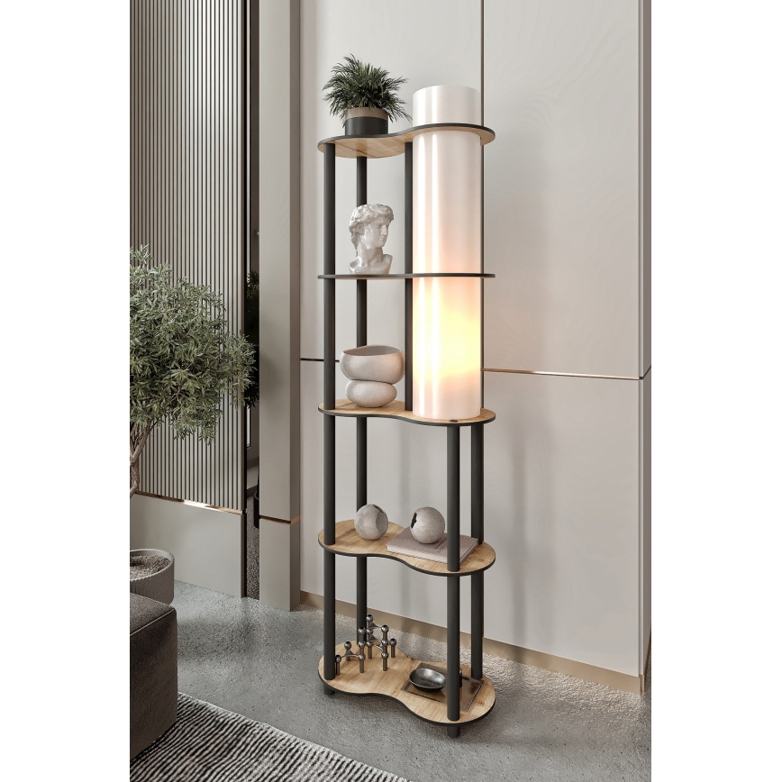 Lampă de podea NOTO cu polițe, 1xE27/40W/230V, bej/negru