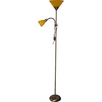 Lampă de podea WENDY, 1xE27/100W/230V + 1xE14/40W, alamă/portocaliu