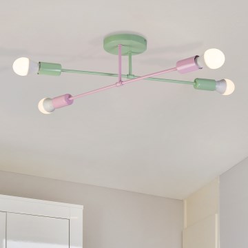 Lampă de tavan aplicată CAMBRIDGE, 4 x E27, 15 W, 230 V, verde/roz
