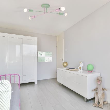 Lampă de tavan aplicată CAMBRIDGE, 4 x E27, 15 W, 230 V, verde/roz