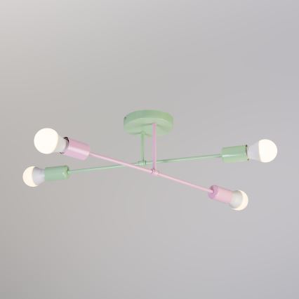 Lampă de tavan aplicată CAMBRIDGE, 4 x E27, 15 W, 230 V, verde/roz