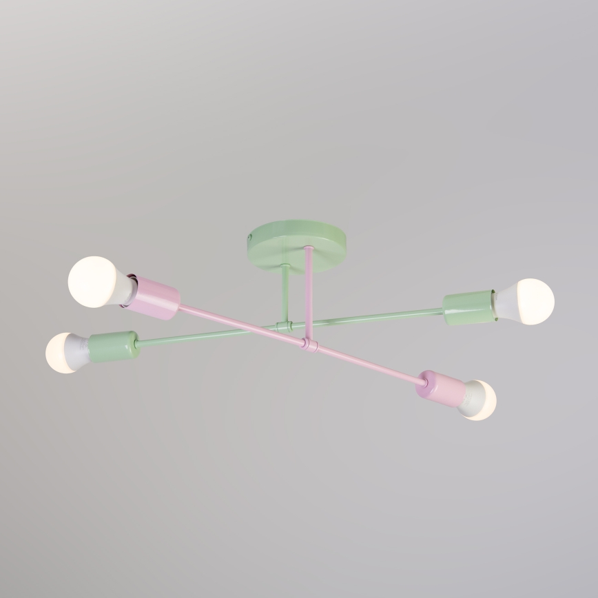 Lampă de tavan aplicată CAMBRIDGE, 4 x E27, 15 W, 230 V, verde/roz