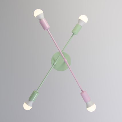 Lampă de tavan aplicată CAMBRIDGE, 4 x E27, 15 W, 230 V, verde/roz