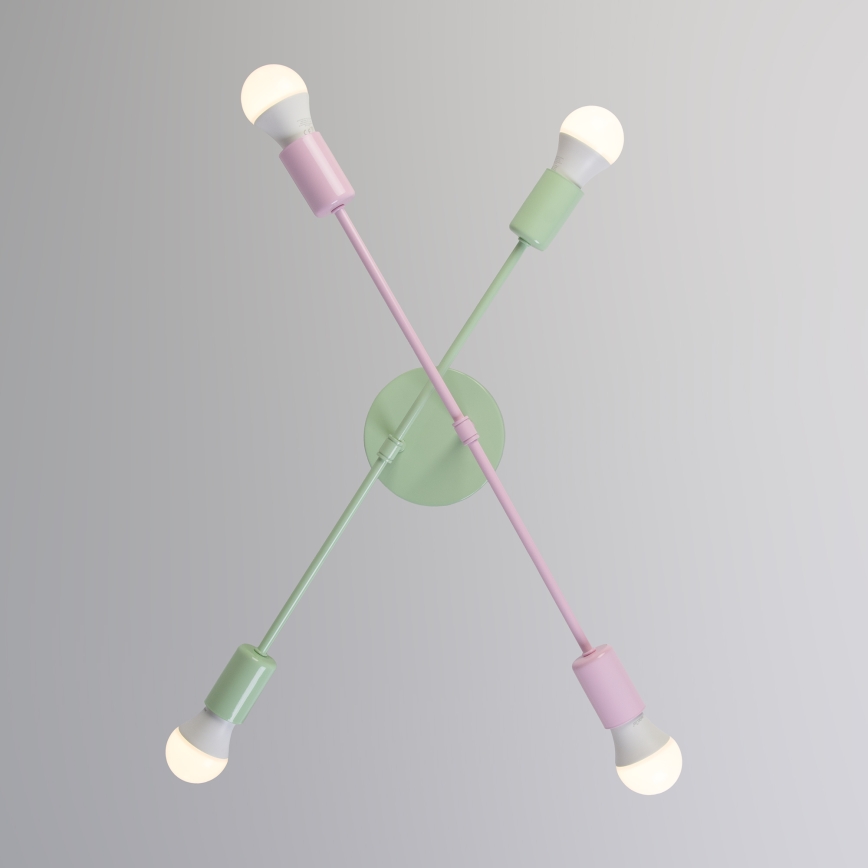 Lampă de tavan aplicată CAMBRIDGE, 4 x E27, 15 W, 230 V, verde/roz