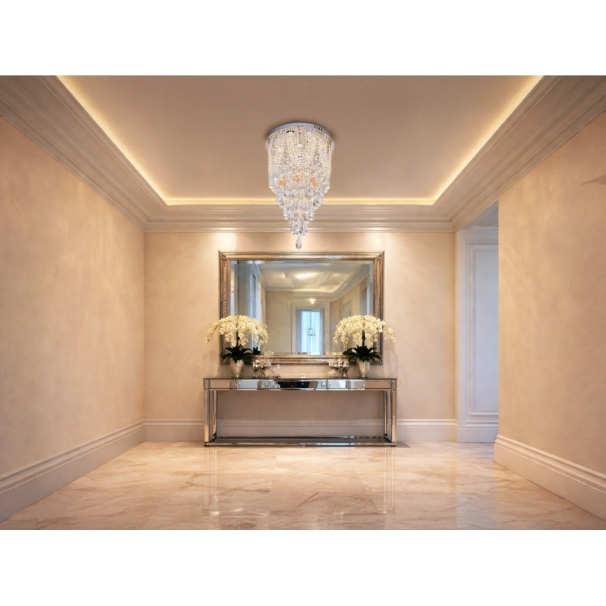 Plafonieră LED cu cristale MAJURO LED/30W/230V Ø 40 cm crom lucios + telecomandă