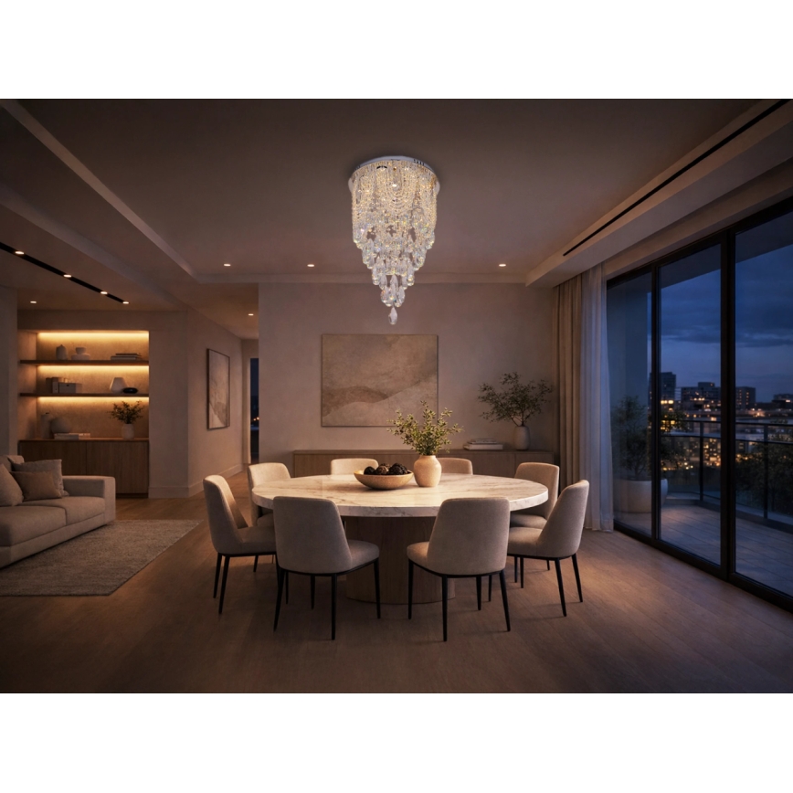Plafonieră LED cu cristale MAJURO LED/30W/230V Ø 40 cm crom lucios + telecomandă